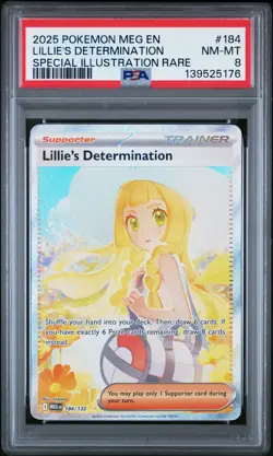 2025 POKEMON MEG SPECIAL ILLUSTRATION RARE #184 LILLIE'S DETERMINATION PSA 8 - Image 1