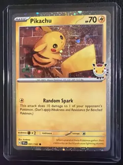 Pikachu 051 /162 Stamped 2026 Pokemon Day 30th Anniversary Promo Cosmos w/ SWIRL - Image 2