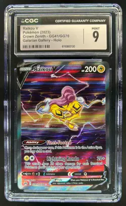 2023 Pokemon SWSH Crown Zenith Raikou V Galarian Gallery #GG41/GG70 CGC 9 - Image 1