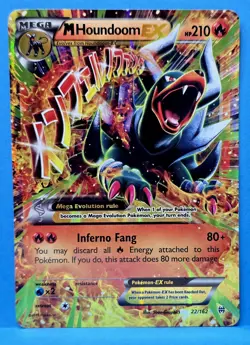 2015 😺 M Houndoom EX 22/162 Ultra Rare XY Breakthrough Pokemon - Image 1