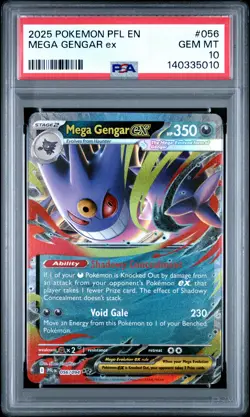 2025 POKEMON PFL EN-PHANTASMAL FLAMES #056 MEGA GENGAR EX PSA 10 - Image 1