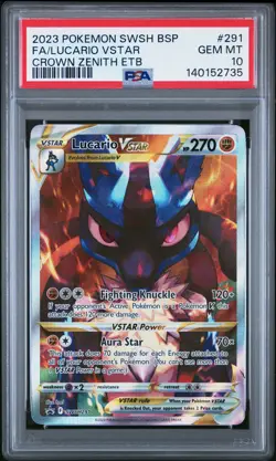 2023 POKEMON SWSH BLACK STAR PROMO #291 FULL ART/LUCARIO VSTAR PSA 10 - Image 1