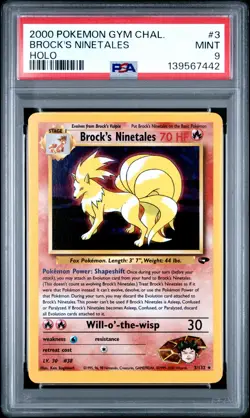 2000 POKEMON GYM CHALLENGE HOLO #3 BROCK'S NINETALES PSA 9 - Image 1