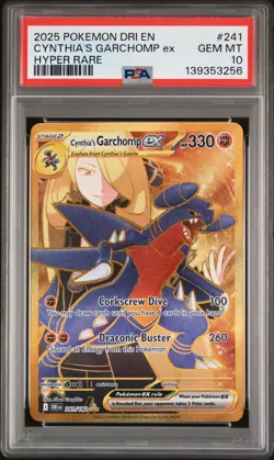 2025 POKEMON DRI EN-DESTINED RIVALS HYPER RARE #241 CYNTHIA'S GARCHOMP EX PSA 10 - Image 1