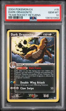 2004 POKEMON EX TEAM ROCKET RETURNS #15 DARK DRAGONITE PSA 10 - Image 1