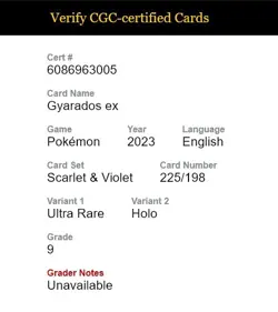 Gyarados ex 225/198 CGC 9 Mint Scarlet & Violet Pokemon Ultra Rare Holo - Image 5