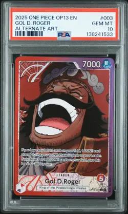 2025 ONE PIECE OP13-CARRYING ON HIS WILL ALTERNATE ART #003 GOL D. ROGER PSA 10 - Image 1