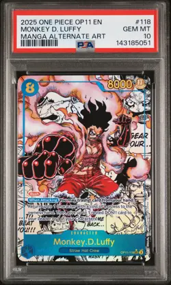 2025 ONE PIECE A FIST OF DIVINE SPEED MANGA ALT ART #118 MONKEY D. LUFFY PSA 10 - Image 1