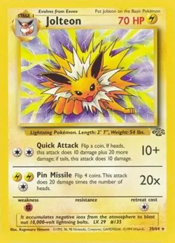 JOLTEON 20/64 Non-Holo Rare Jungle Set Unlimited WOTC 1999 - Pokemon Card - Image 1