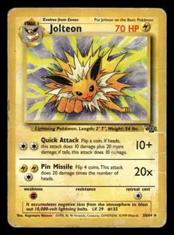 Jolteon 20/64 Rare Jungle Set Pokemon Card - DMG - Image 1