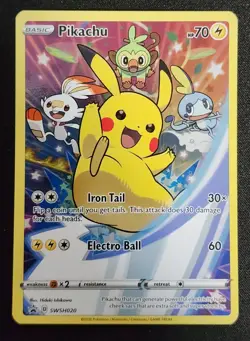 Pikachu SWSH020 Sword & Shield (2020) Black Star Promo Full Art Pokemon TCG NM - Image 1