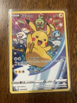 Pikachu SWSH020 Sword & Shield (2020) Black Star Promo Full Art Pokemon TCG NM - Image 1