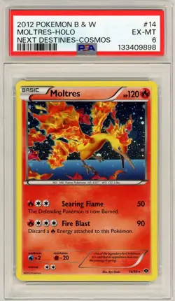 2012 Pokemon Black & White Next Destinies Moltres Holo Cosmos #14 PSA 6 - Image 1
