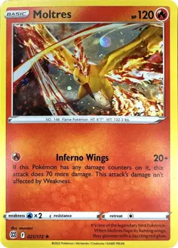 Moltres - 021/172 - Pokemon Brilliant Stars Sword & Shield Cosmos Holo Rare NM - Image 1