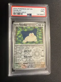 Snorlax 144/191 Surging Sparks Reverse Holo Pokemon Card PSA - Image 1