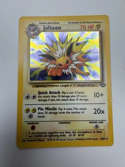 Pokemon TCG Jolteon Jungle 4/64 Holo Unlimited Holo Rare 70 HP Card - Image 1