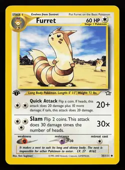 Furret 35/111 Uncommon 1st Edition Neo Genesis Pokemon Card - Image 1