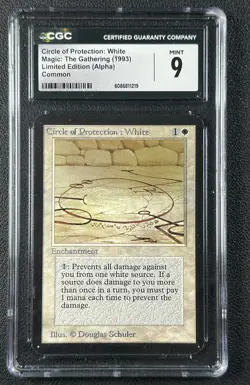 CIRCLE OF PROTECTION: WHITE CGC 9 1993 MAGIC: THE GATHERING MTG ALPHA LIMITED 19 - Image 1