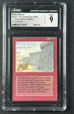 WALL OF STONE CGC 9 1993 MAGIC: THE GATHERING MTG ALPHA LIMITED EDITION MINT 105 - Image 1