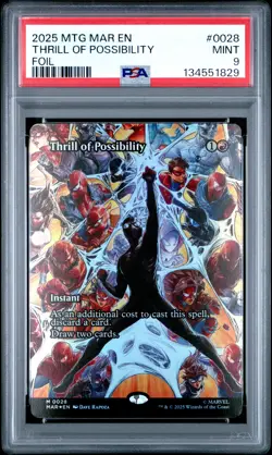 2025 MTG MARVEL'S SPIDER-MAN: SOURCE MATERIAL FOIL THRILL OF POSSIBILITY PSA 9 - Image 1