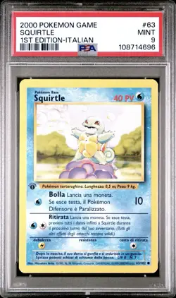 2000 Pokemon ITALIAN 1st Edition Base Set Squirtle 63/102 PSA 9 MINT - Image 1