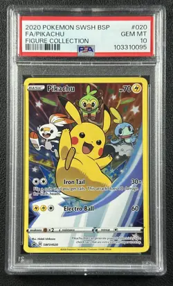 FA PIKACHU PSA 10 2020 POKEMON SWORD & SHIELD BLACK STAR PROMOS FIGURE #SWSH020 - Image 1