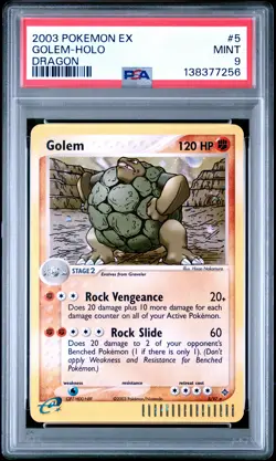 2003 POKEMON EX DRAGON #5 GOLEM-HOLO PSA 9 - Image 1