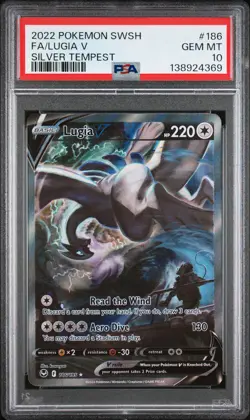 2022 POKEMON SWORD & SHIELD SILVER TEMPEST #186 FULL ART/LUGIA V PSA 10 - Image 1
