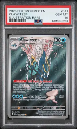 2025 POKEMON MEG EN-MEGA EVOLUTION ILLUSTRATION RARE #141 CLAWITZER PSA 10 - Image 1