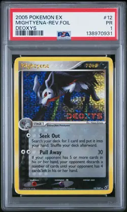 2005 POKEMON EX DEOXYS #12 MIGHTYENA-REVERSE FOIL PSA 1 - Image 1