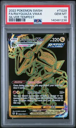 2022 POKEMON SWORD & SHIELD SILVER TEMPEST #TG29 FULL ART/RAYQUAZA VMAX PSA 10 - Image 1