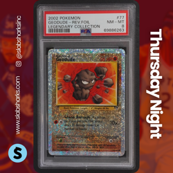 2002 POKEMON LEGENDARY COLLECTION #77/110 GEODUDE REVERSE HOLO PSA 8 - Image 1