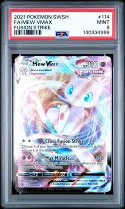 2021 POKEMON SWORD & SHIELD FUSION STRIKE #114 FULL ART/MEW VMAX PSA 9 - Image 1