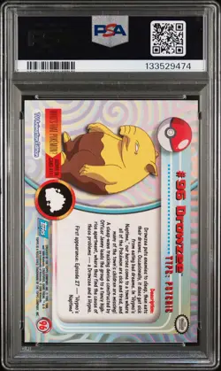 2000 TOPPS POKEMON TV ANIMATION SERIES 2 FOIL #96 DROWZEE PSA 9 - Image 2