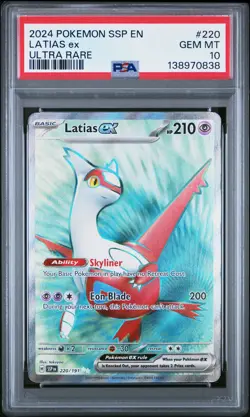 2024 POKEMON SSP EN-SURGING SPARKS ULTRA RARE #220 LATIAS EX PSA 10 - Image 1