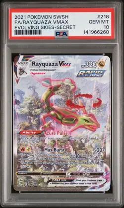2021 POKEMON SWORD & SHIELD EVOLVING SKIES SECRET FULL ART/RAYQUAZA VMAX PSA 10 - Image 1