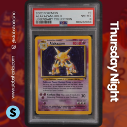 2002 POKEMON LEGENDARY COLLECTION #1/110 ALAKAZAM HOLO PSA 8 - Image 1