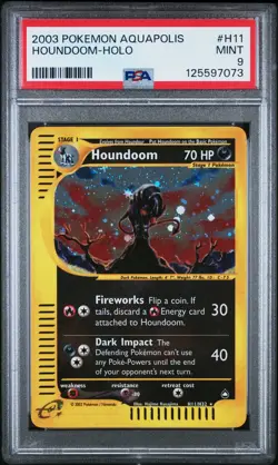 2003 POKEMON AQUAPOLIS #H11 HOUNDOOM-HOLO PSA 9 - Image 1