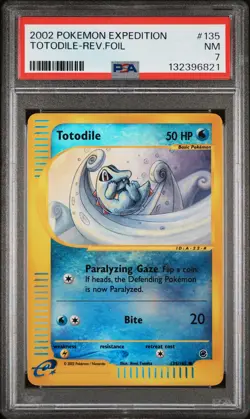 2002 POKEMON EXPEDITION #135 TOTODILE-REVERSE FOIL PSA 7 - Image 1