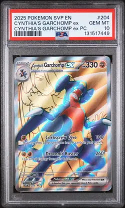 2025 POKEMON SVP EN-SV BLACK STAR PROMO #204 CYNTHIA'S GARCHOMP EX PSA 10 - Image 1