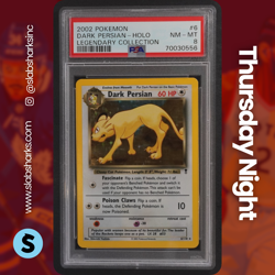 2002 POKEMON LEGENDARY COLLECTION #6/110 DARK PERSIAN HOLO PSA 8 - Image 1