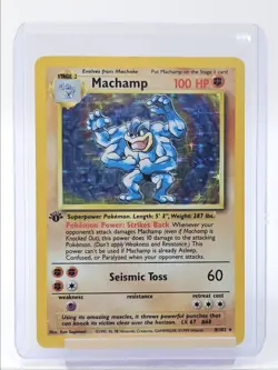MACHAMP 1999 POKEMON 1ST EDITION BASE SET RARE HOLO 8/102 Q3668 - Image 1