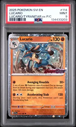2025 POKEMON SVI EN-SCARLET & VIOLET #114 LUCARIO PSA 9 - Image 1
