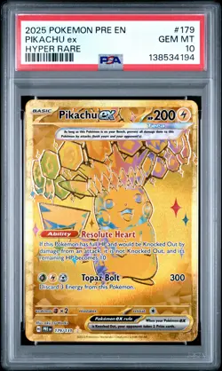 2025 POKEMON PRE EN-PRISMATIC EVOLUTIONS HYPER RARE #179 PIKACHU EX PSA 10 - Image 1