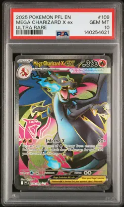 2025 POKEMON PFL EN-PHANTASMAL FLAMES ULTRA RARE #109 MEGA CHARIZARD X EX PSA 10 - Image 1