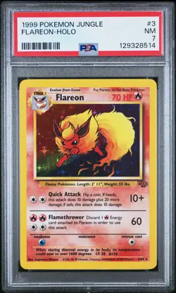 1999 POKEMON JUNGLE #3 FLAREON-HOLO PSA 7 - Image 1