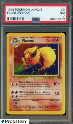 1999 Pokemon Jungle #3 Flareon Holo PSA 7 NM - Image 1