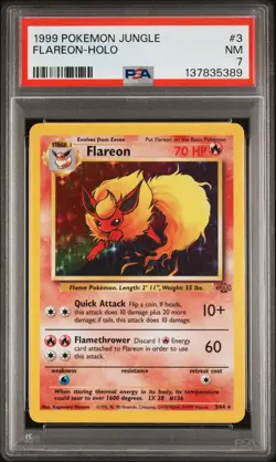 1999 POKEMON JUNGLE #3 FLAREON-HOLO PSA 7 - Image 1