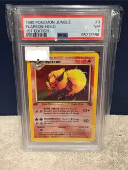 1999 POKEMON JUNGLE 1ST ED #3 FLAREON-HOLO PSA 7 - Image 1