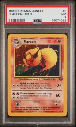 1999 POKEMON CARD JUNGLE SET #3/64 FLAREON HOLO PSA 7 - Image 1